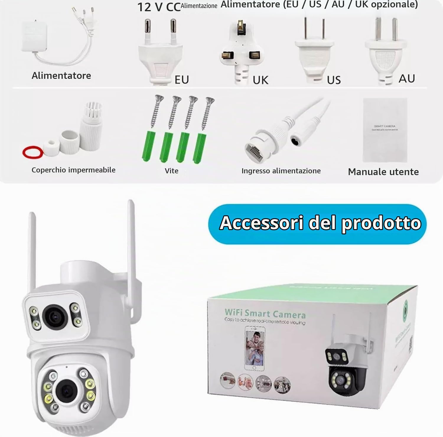 TELECAMERA IP CAM PTZ WIFI DOPPIA LENTE CAMERA DOME WIRELESS ESTERNO SPEED ZOOM CON APPLICAZIONE ICSEE PER AMBIENTI INTERNO ED ESTERNI