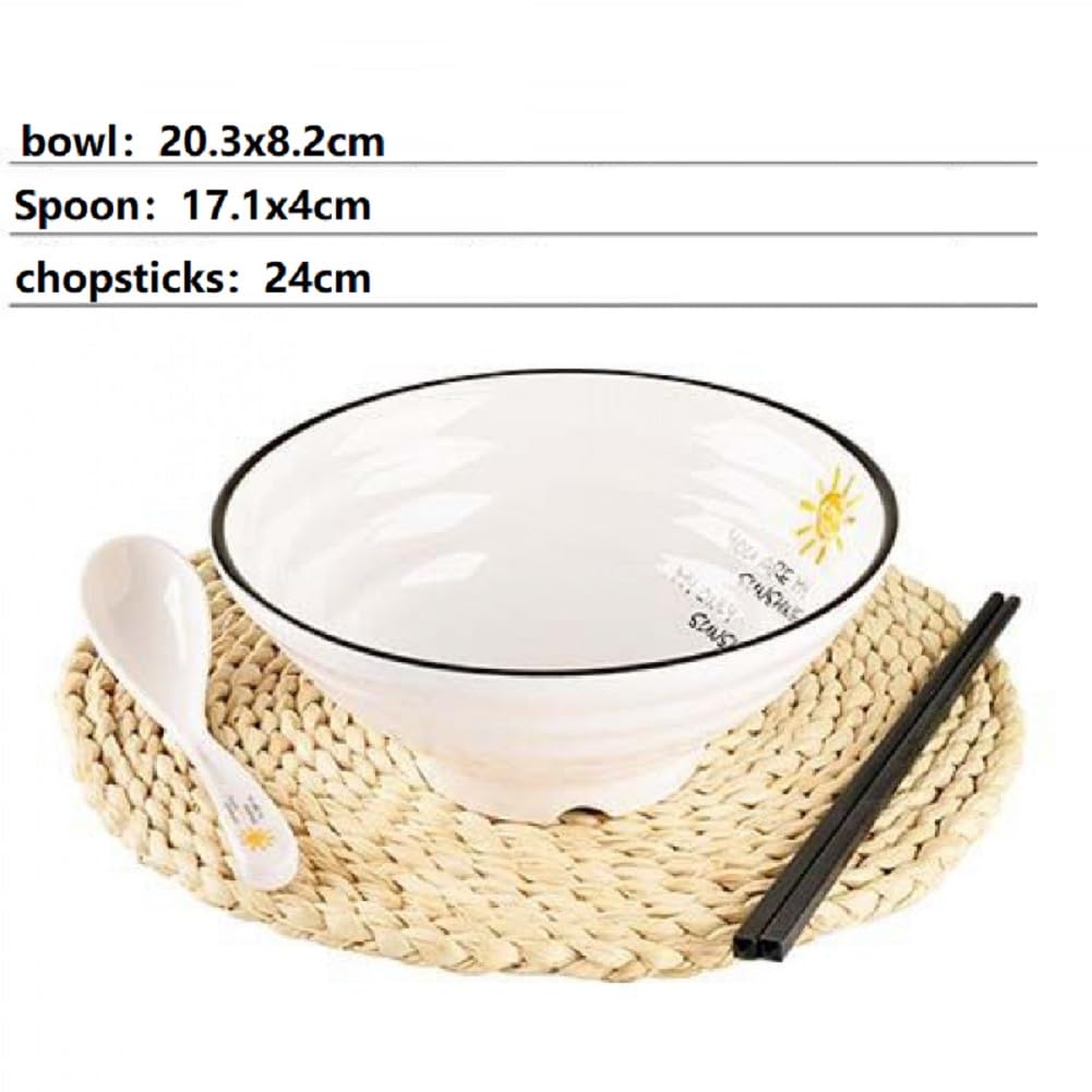 Zestaw misek Ramen – japońska miska do zupy, 1150 ml, z łyżką i pałeczkami, 18-częściowy zestaw do mycia w zmywarce, do makaronu, Udon, Pho, azjatyckiego makaronu