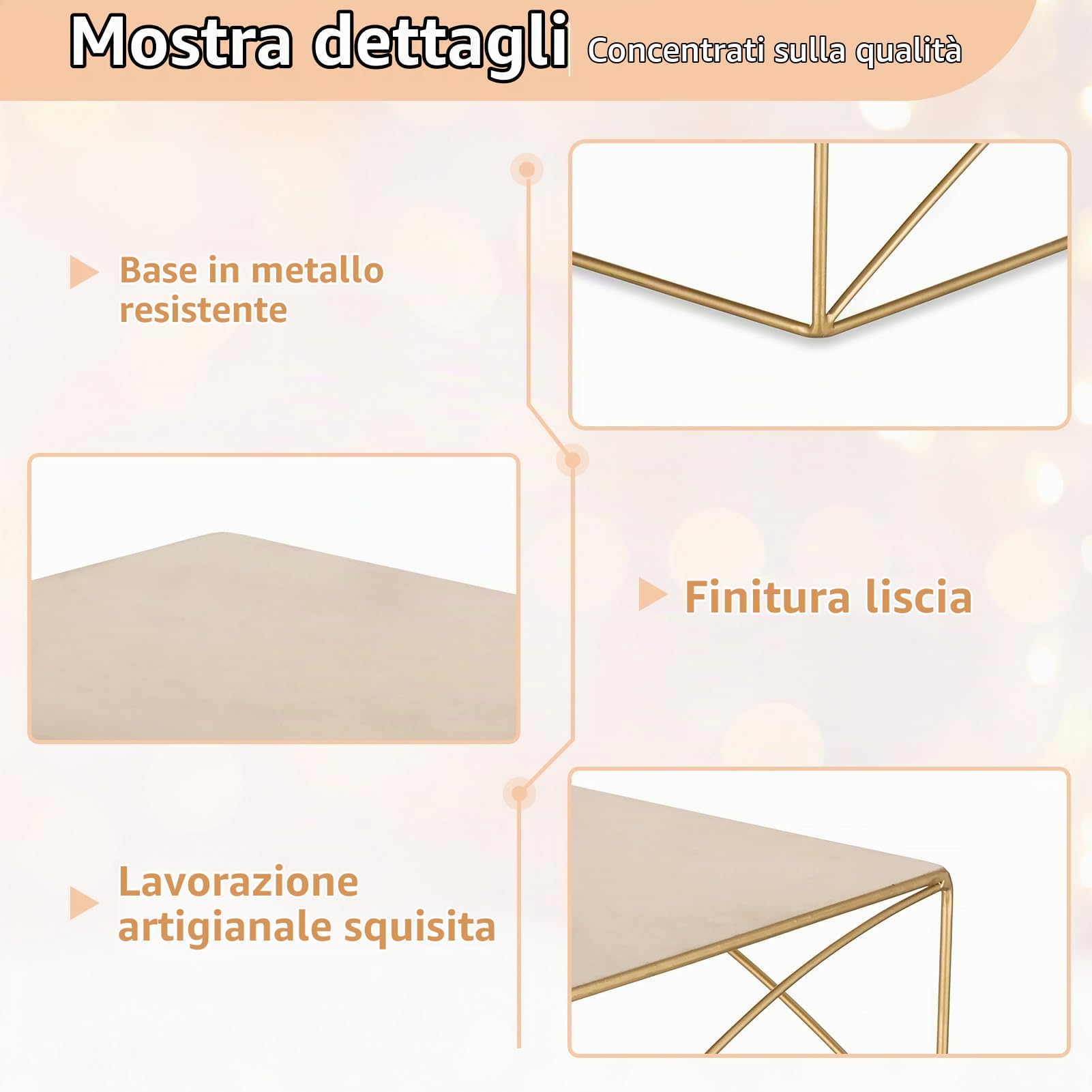 Nuptio Alzatina Dolci Torta Natalizia: Set di 3 Matrimonio Oro Cake Stand Wedding Espositori Decorazioni Supporto Cupcake Bomboniere Biscotti Piazza Metallo Anniversario Baby Shower