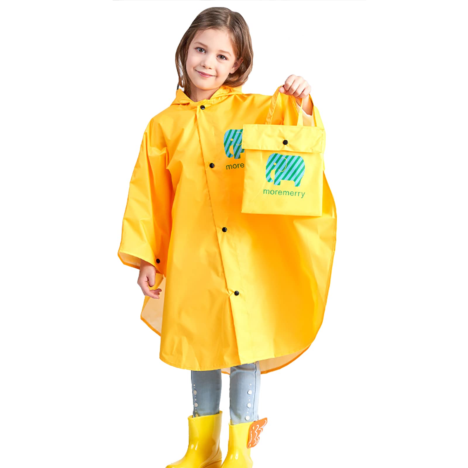JTENG Poncho Impermeabile per Bambino, Poncho Antipioggia Cappello Allargato Bambino con Strisce Riflettenti, Riutilizzabile Impermeabile Bambino Pioggia