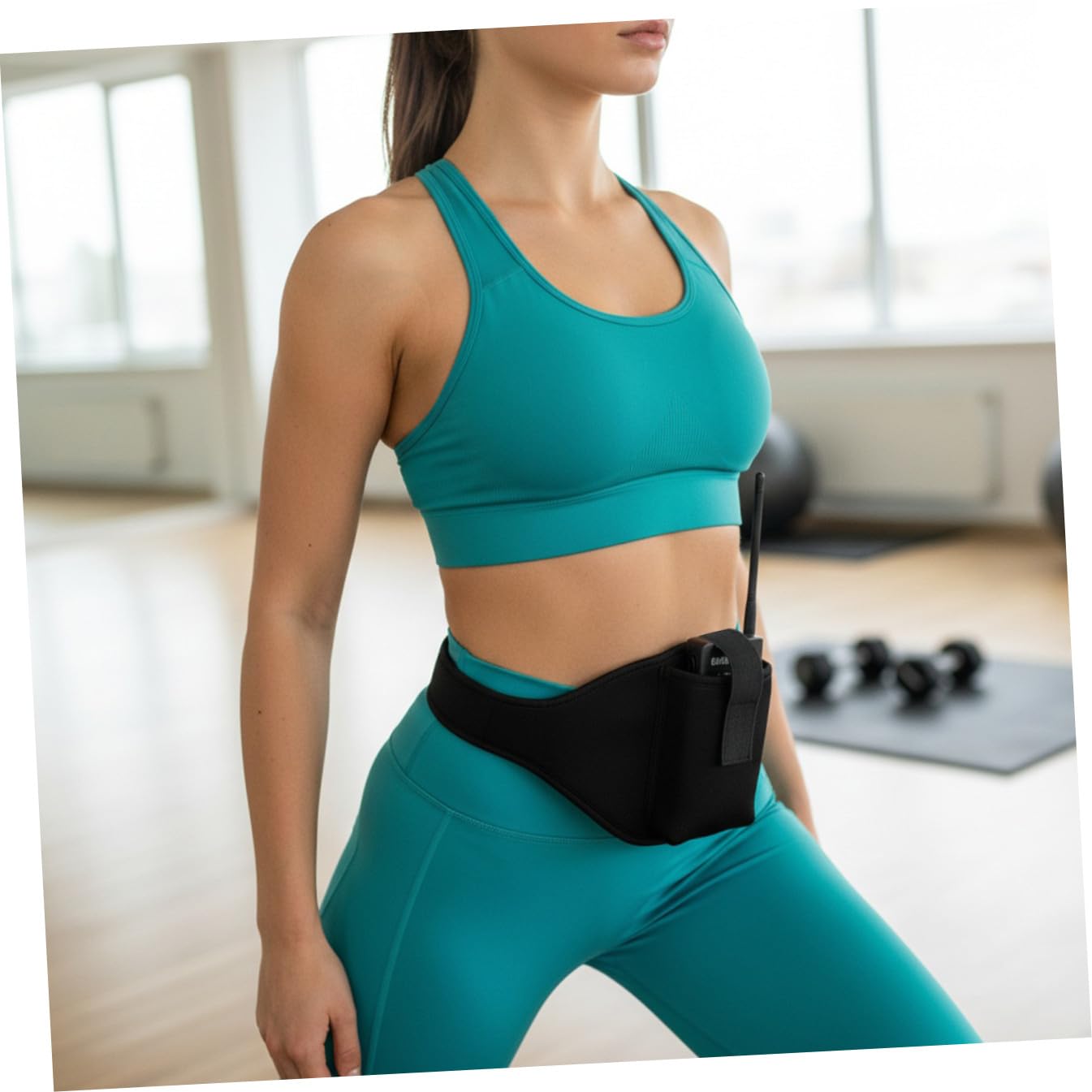 Toyvian Ceinture de Microphone en Néoprène Réglable Poche Frontale et Boucle Rapide pour Entraînement Fitness et Yoga, Maintien Sécurisé et Confortable