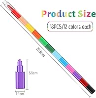 Vista 2 de WXJ13 18 lápices de colores apilables, 12 en 1 crayones de cera, bloques de construcción para suministros de oficina, 12