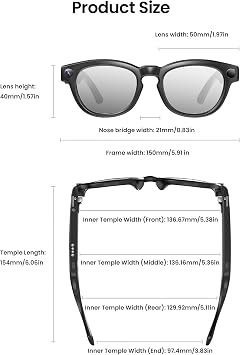 DPVR AI Smart Glasses with Camera and Bluetooth 8MP HD Camera Glasses for Men & Women, Video Recording Glasses with Voice Assistant, 144-Language Real-Time Translation, for Travel, Work, Music, Vlog