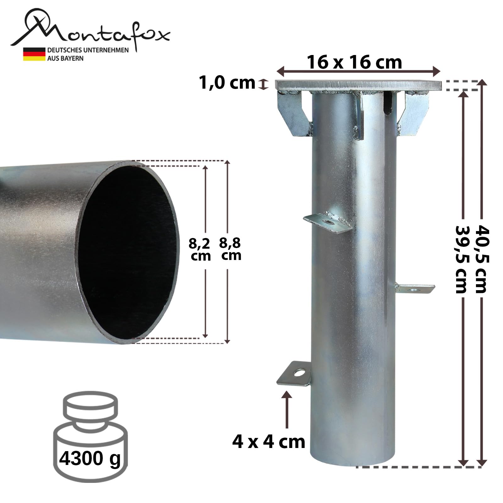 Montafox Universal Bodenhülse Bodenplatte zum Einbetonieren für Sonnenschirme Sonnenschirmständer Wäschespinne 7 Jahre Garantie auf Material*