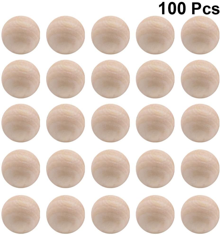 Milisten Solid Lotus Wood Beads 2Cm Round Mini Balls for DIY Jewelry Making Painting Carving Crafts Home Decoration Smooth Surface Natural Log Beads - Image 3