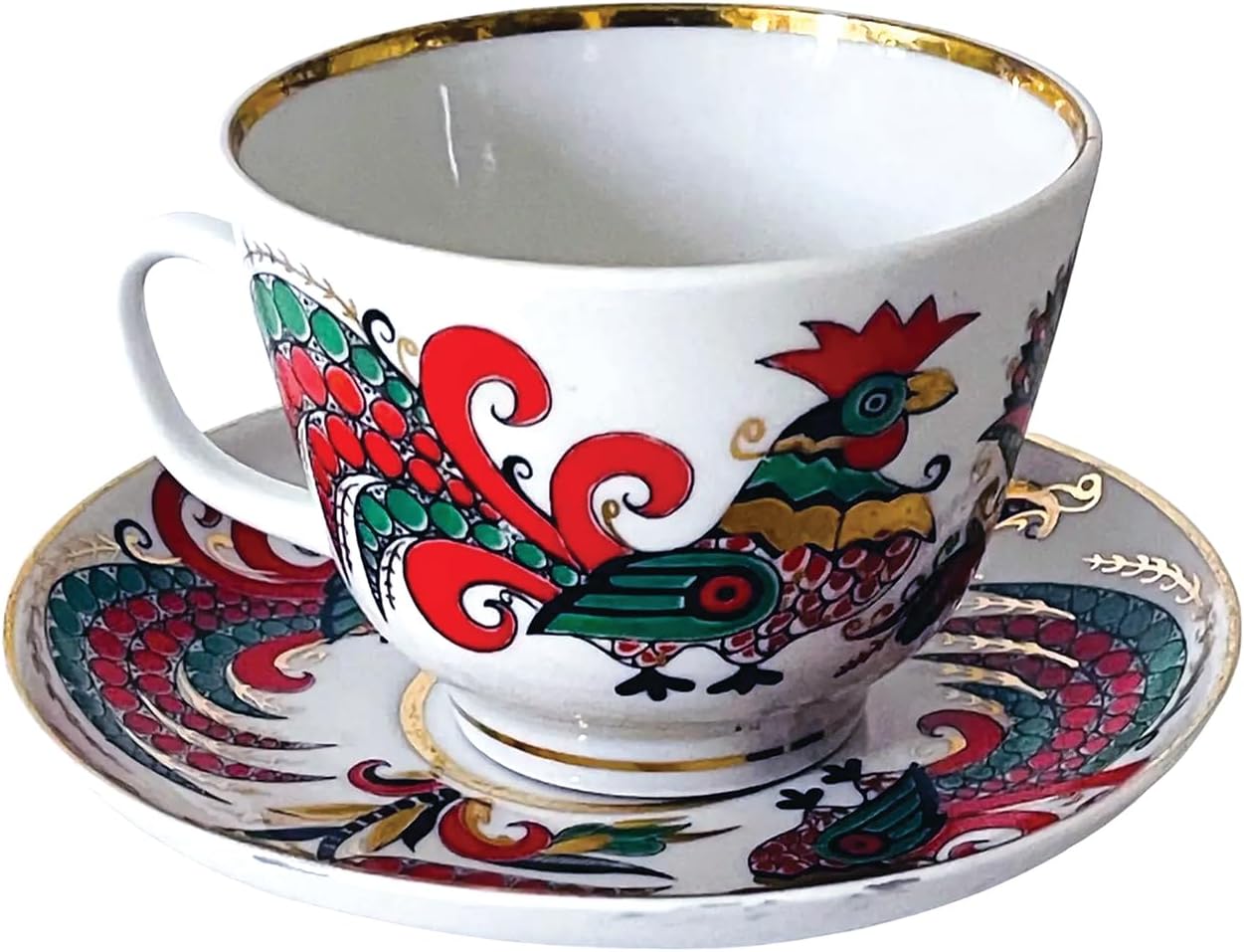 Lomonosov Porcelain Tea Cup and Saucer Set Radiant Basket 2pc 7.95 oz/235 ml