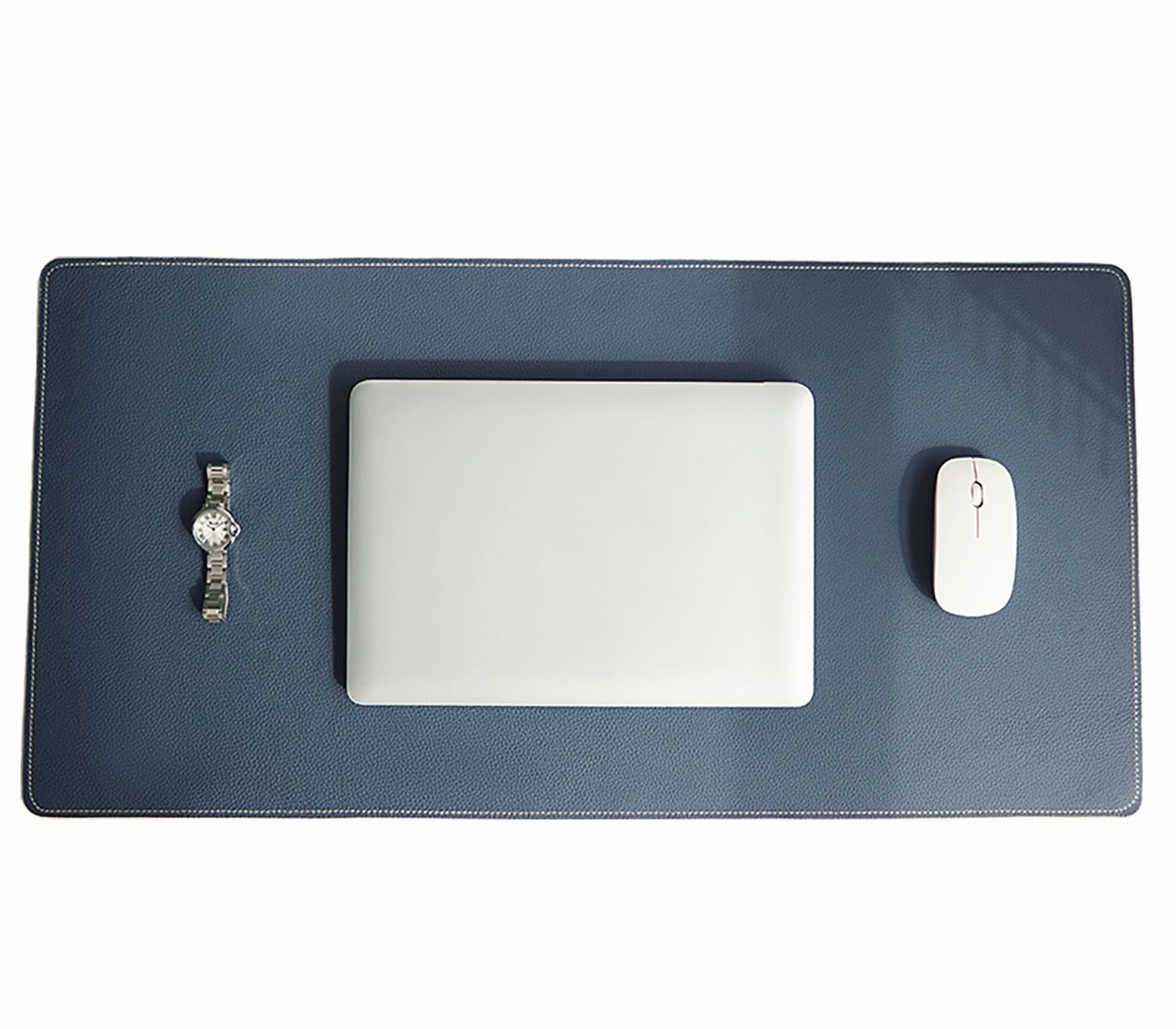 Sottomano in pelle per scrivania, Tappetino per mouse antiscivolo con bordo cucito, Tappetino per mouse in PU impermeabile per computer, laptop, ufficio, casa(DarkBlue,100x50cm)