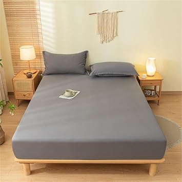 Waterproof Mattress Protector, Soft Breathable Mattress Cover Stretches up to 11" Deep for Kids Teenager Bedroom, College Dorm, Noiseless Washable Dark Gray,Queen