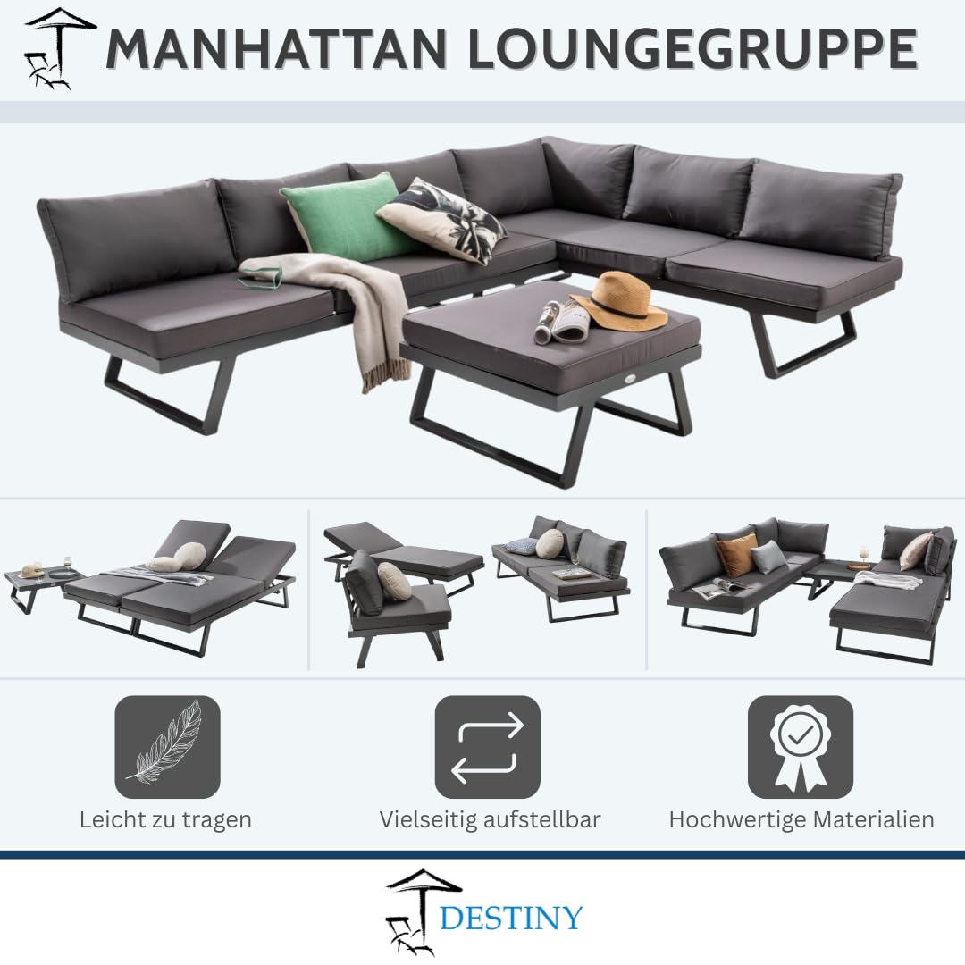 Destiny Loungegruppe Manhattan, Hocker/Tisch 70x70cm, vielseitig aufstellbar