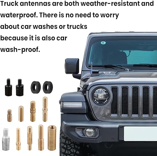 Miniatura 6 de Antena corta para automóvil, antena de radio de aluminio de fibra de carbono de 4.7 pulgadas con bandera estadounidense para recepción AMFM, antena