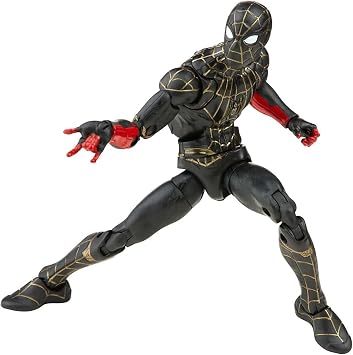 Marvel Legends Series Black & Gold Suit Spider-Man 15cm Collectible Action Figure Toy, 2 Accessories and 1 Build-A-Figure Part(s)