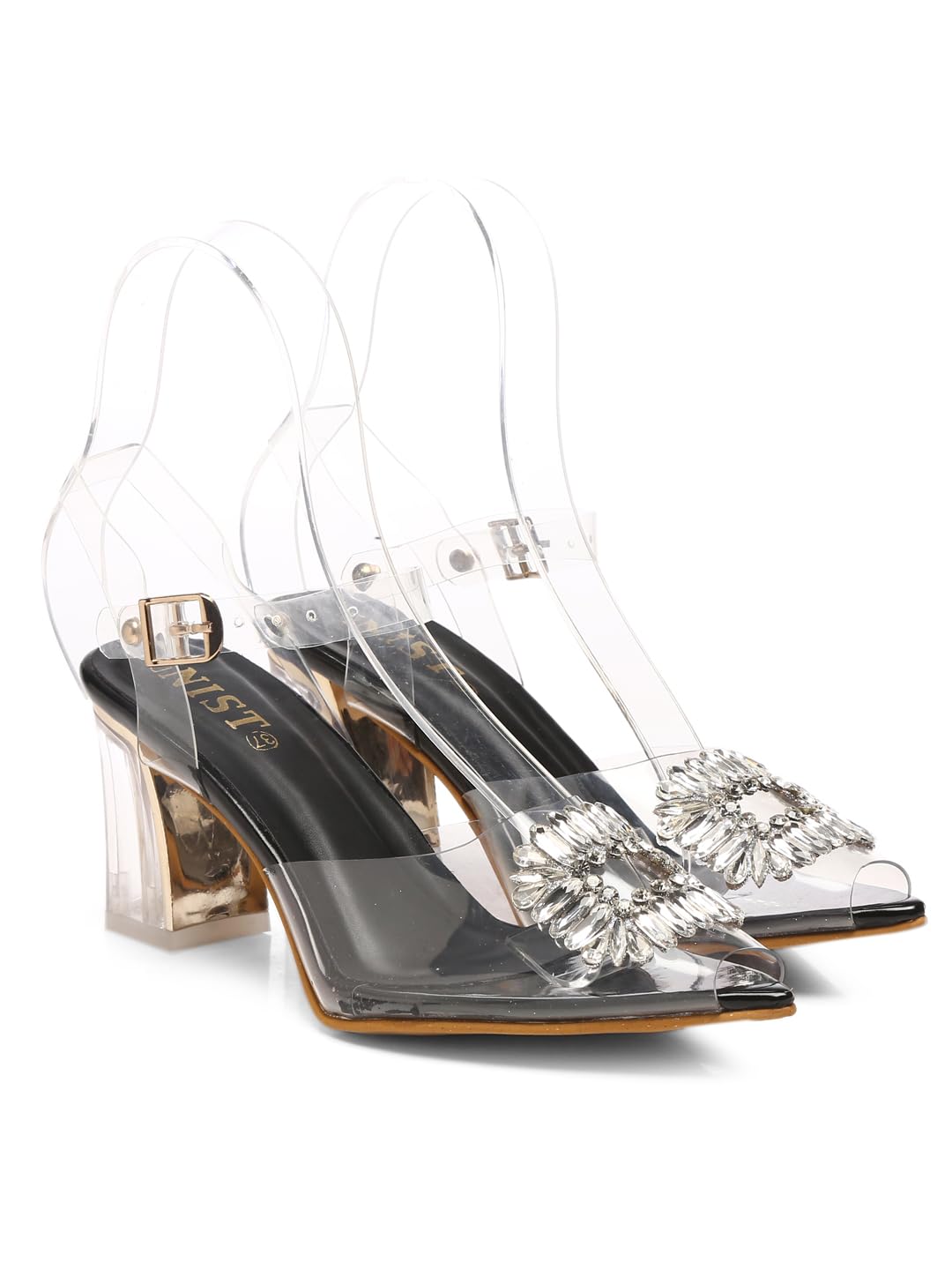 GNIST Black Trendy Embellished Block Heel, Stylish Fashion Sandal, Comfortable & Lightweight, Office, Party and Formal Occasions for Women Footwear, Size Uk - 4 (B0CWDYXWG8) Amazon Price History, Amazon Price Tracker