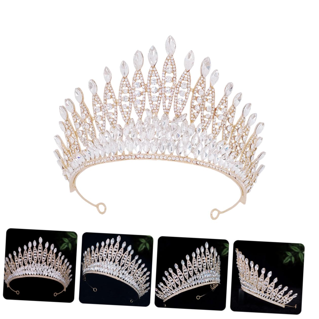 POPETPOP Corona Fascia per Capelli Sposa Tiara da Sposa in Metallo Leggero Accessorio per Capelli Unico per Matrimonio Compleanno e Feste Donna