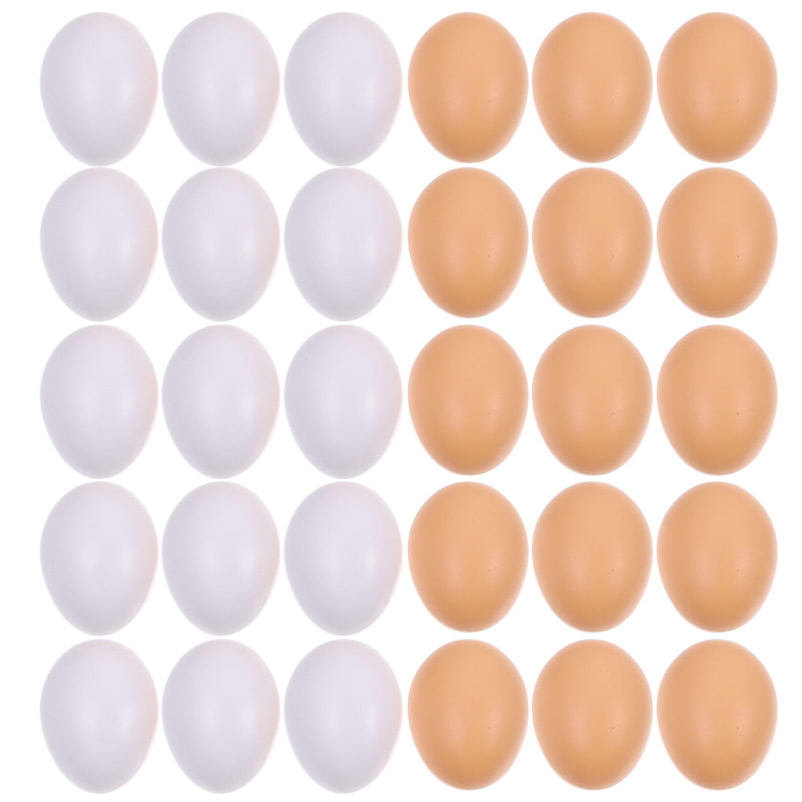 ABOOFAN 40Pcs Plastic Easter Fake Eggs - Artificial Chicken Brown White Eggs for Craft Nest DIY Painting Toy Easter Party Home Decor