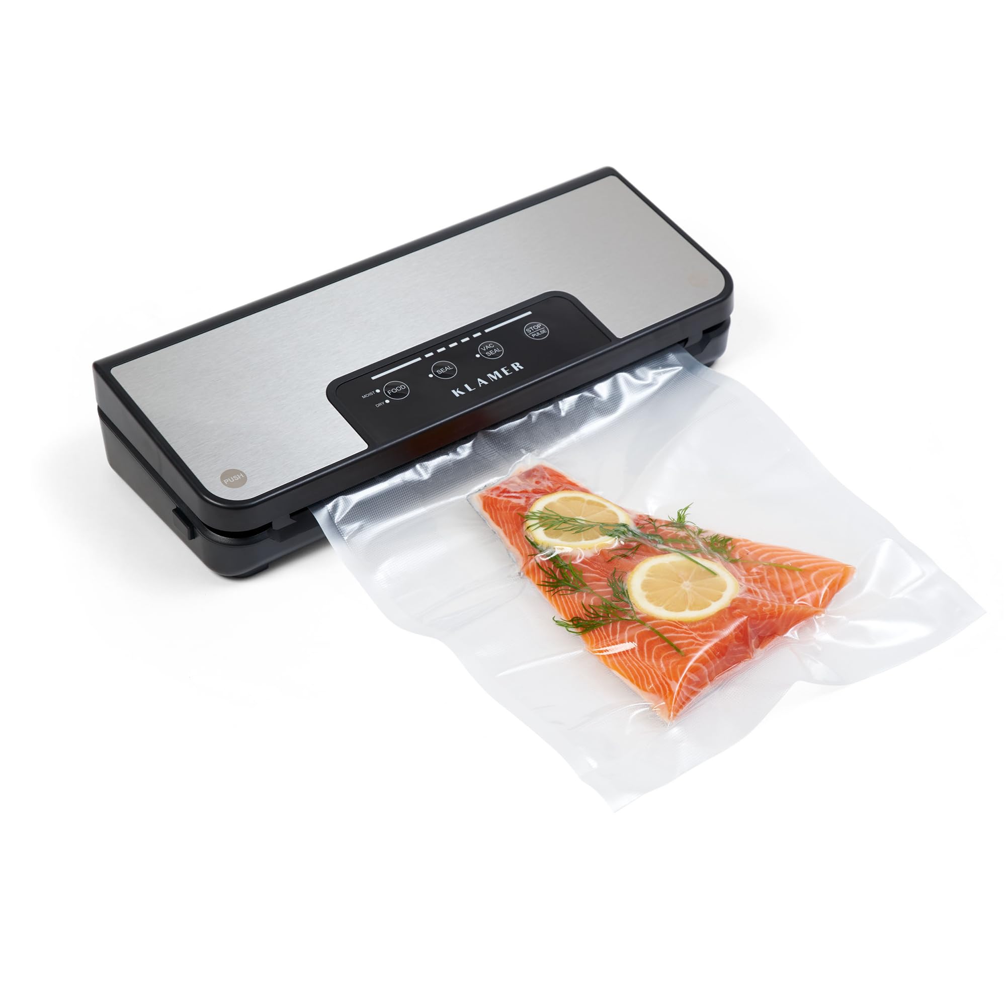 KLAMER Vakuumierer Pro 80 Vakuumiergerät für trockene & feuchte Lebensmittel Sous Vide inkl. Beutel und Schlauch