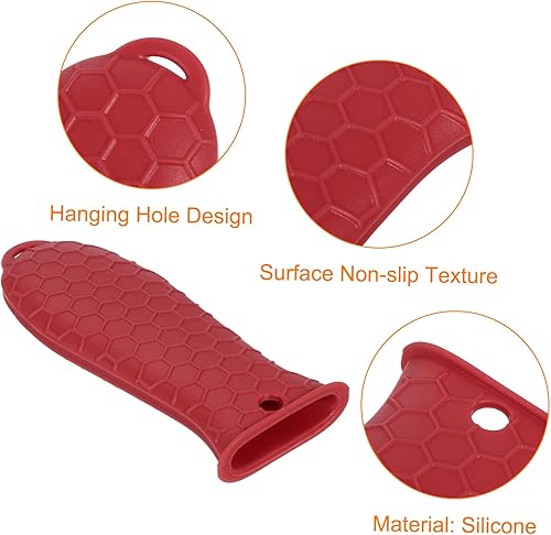 Miniatura 4 de uxcell 8 fundas de mango de sartén de hierro fundido, soporte de mango caliente de silicona, fundas antideslizantes resistentes al calor para sartén