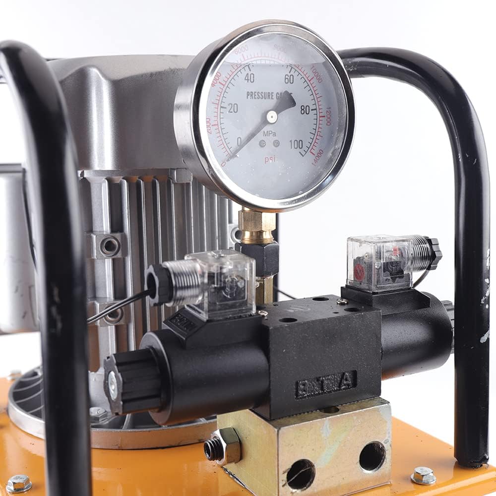 Hydraulic Pump Double Acting Solenoid Valve Pedal Switch 70 Mpa 10000PSI 110V w/Oil Hose & Quick Connector