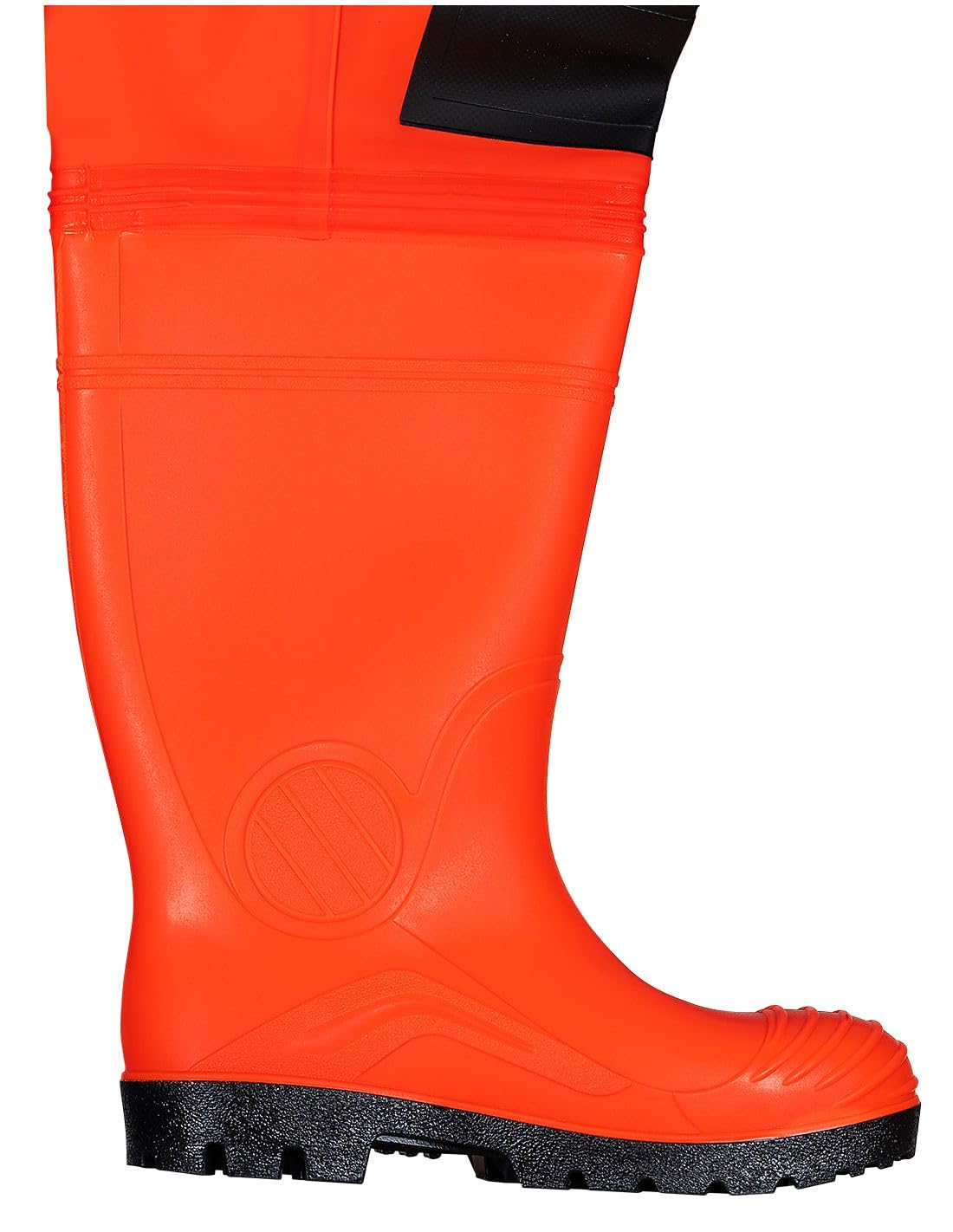 Salopette da pesca S5, pantaloni da pesca con stivali, arancione/giallo, taglia 40-48