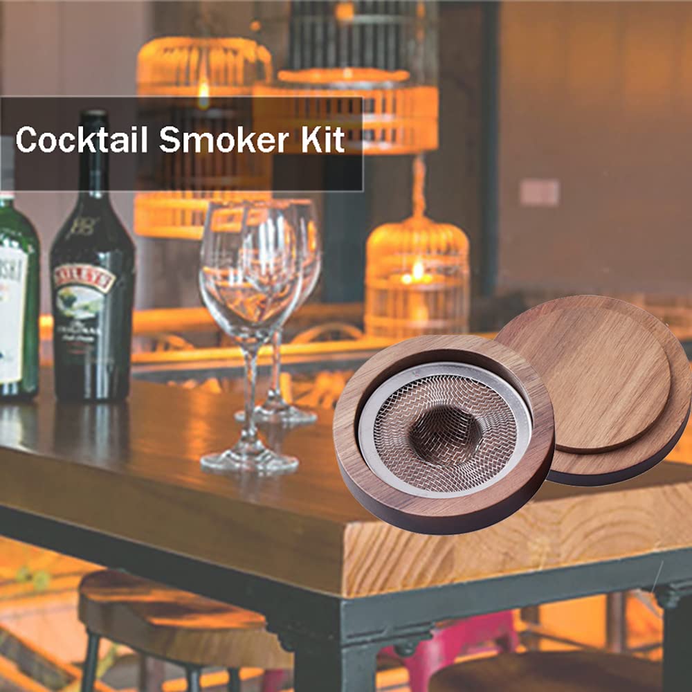 Bộ dụng cụ pha chế cocktail Old Fashioned với máy hút khói, kèm đá whisky thân t