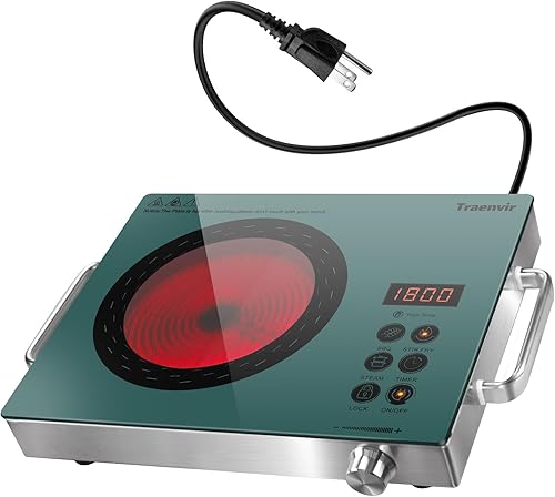 Miniatura 11 de Placa eléctrica de 2 quemadores, encimera de 24 pulgadas y estufa eléctrica integrada de 2000 W, estufa de cerámica portátil de doble quemador,