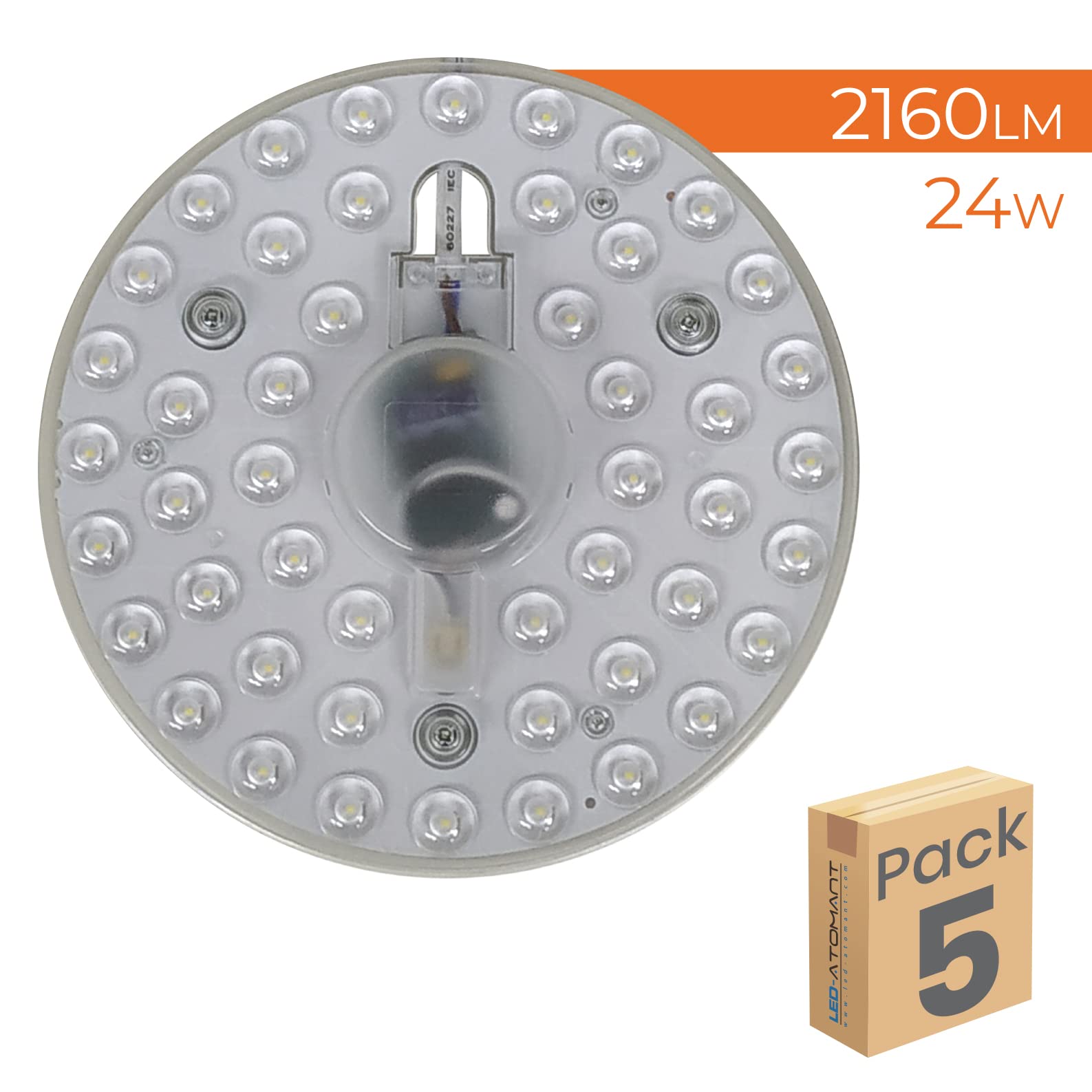 LED ATOMANT 5x Modulo LED Magnetico Circolare 24W Bianco Caldo 2160lm