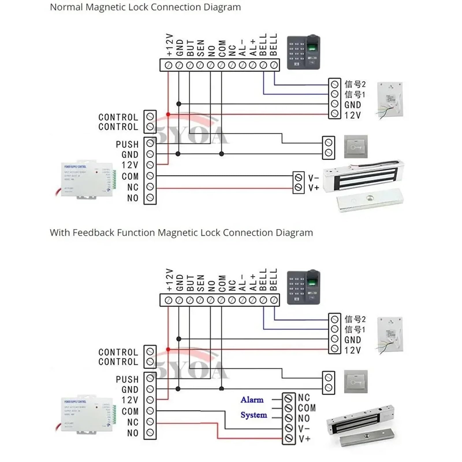 Cerradura magnética, Cerradura electrónica, abridor de Puerta eléctrico, Fuerza de retención de succión electromagnética for de Control de Acceso(180kg)