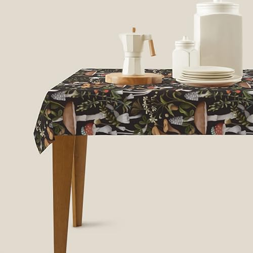 Miniatura 12 de Cafl Mantel rectangular de hongos otoñales, diseño de bayas e insectos, impermeable, sin arrugas, para comedor (60 x 90 pulgadas)