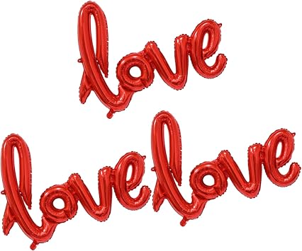 Red Love Balloons, Love Foil Balloons Banner, 42 Inch Mylar Foil Letters Balloons for Valentines Day Wedding Engagement Anniversary Decor 3Pcs