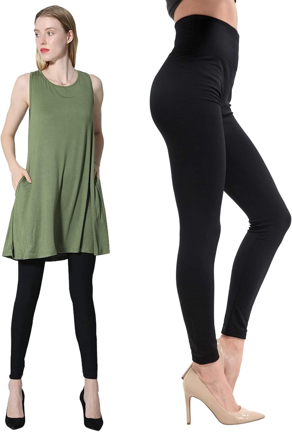 Diravo 4 Pack Women’s Fleece Lined Leggings, High Waist Thermal Winter Leggings with Tummy Control, Warm Pants for Women - Image 4