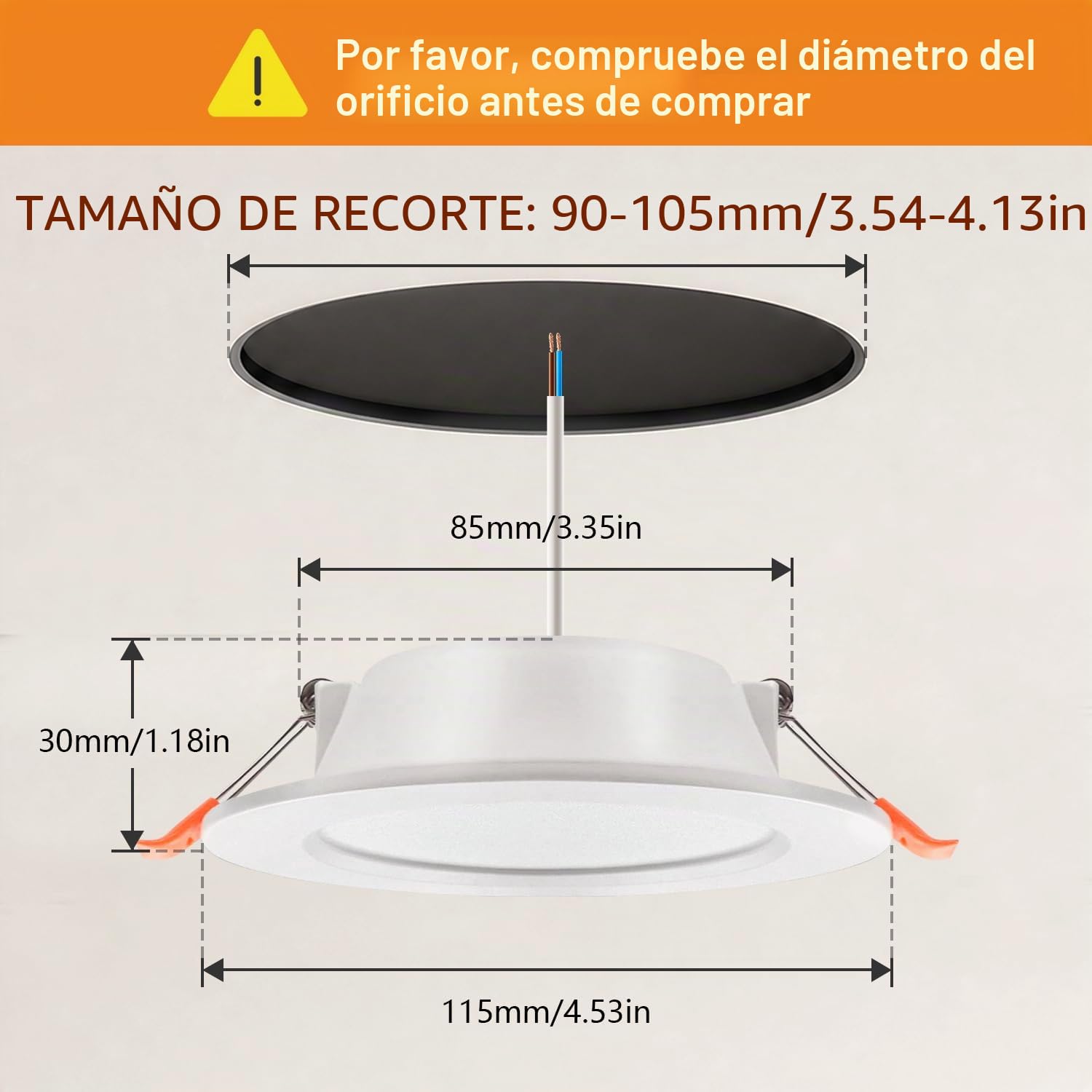 IP44 Focos LED Interior Techo Blanco 7W Regulables 3000K/4000K/6000K, Aluminio die-Casting Dowling LED Techo Empotrable AC220-240V, Orificio 90-105mm, Pack 5