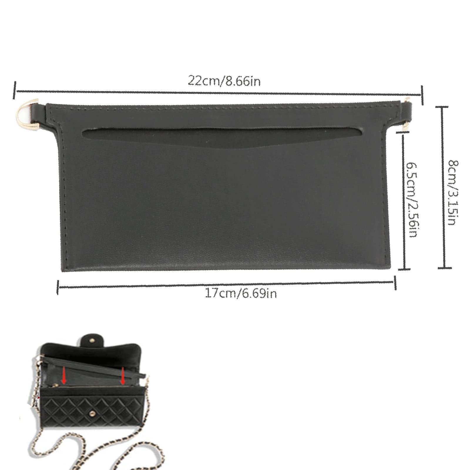 Lckaey Clutch kit Purse chain insert belt-Emily wallet for Sarah bag, chain accessories, wallet insert Y001-black