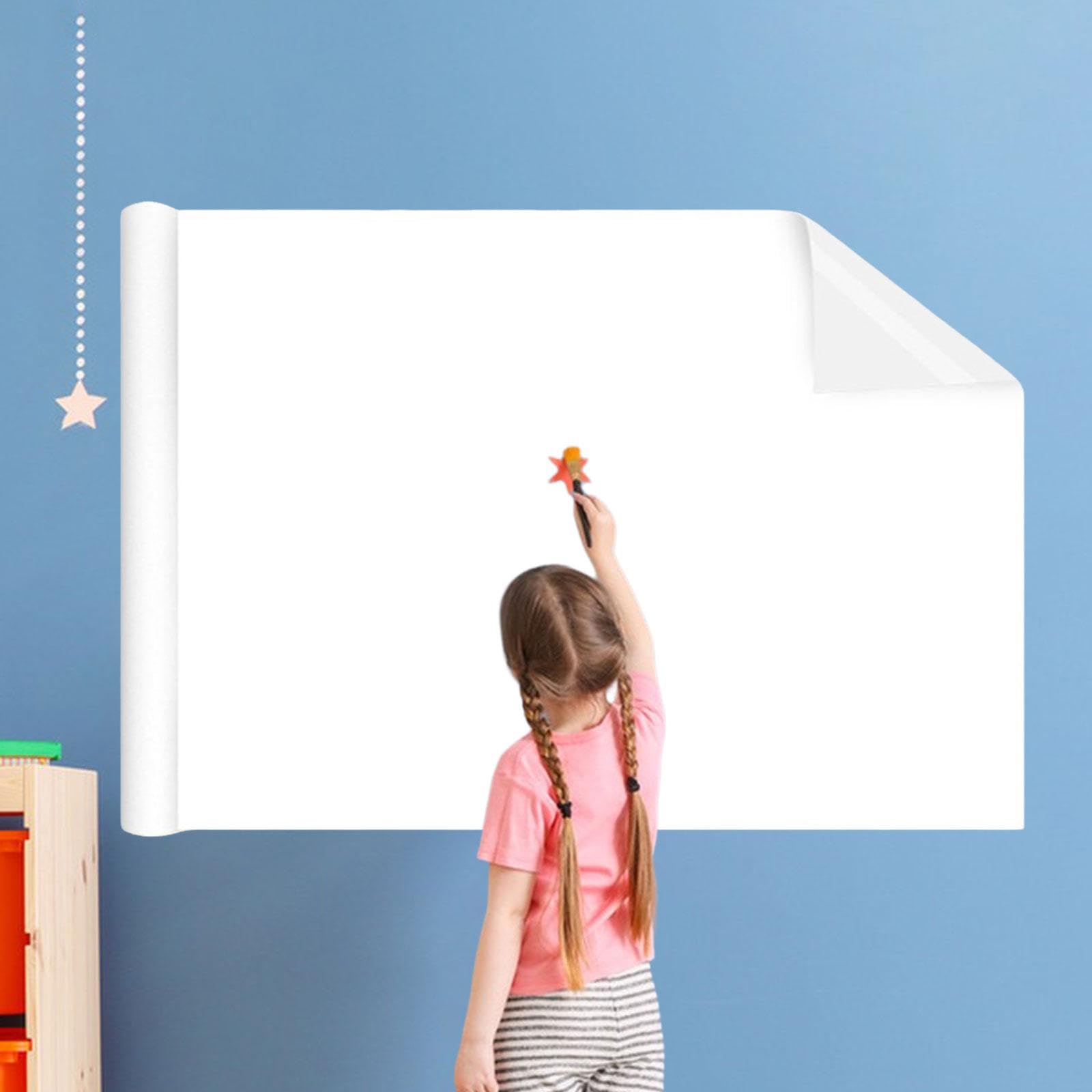 Rouleau de Tableau Blanc Autocollant, Surface Inscriptible et Effaçable, PET, Facile à Appliquer, Adapté, 60cmx2m blanc