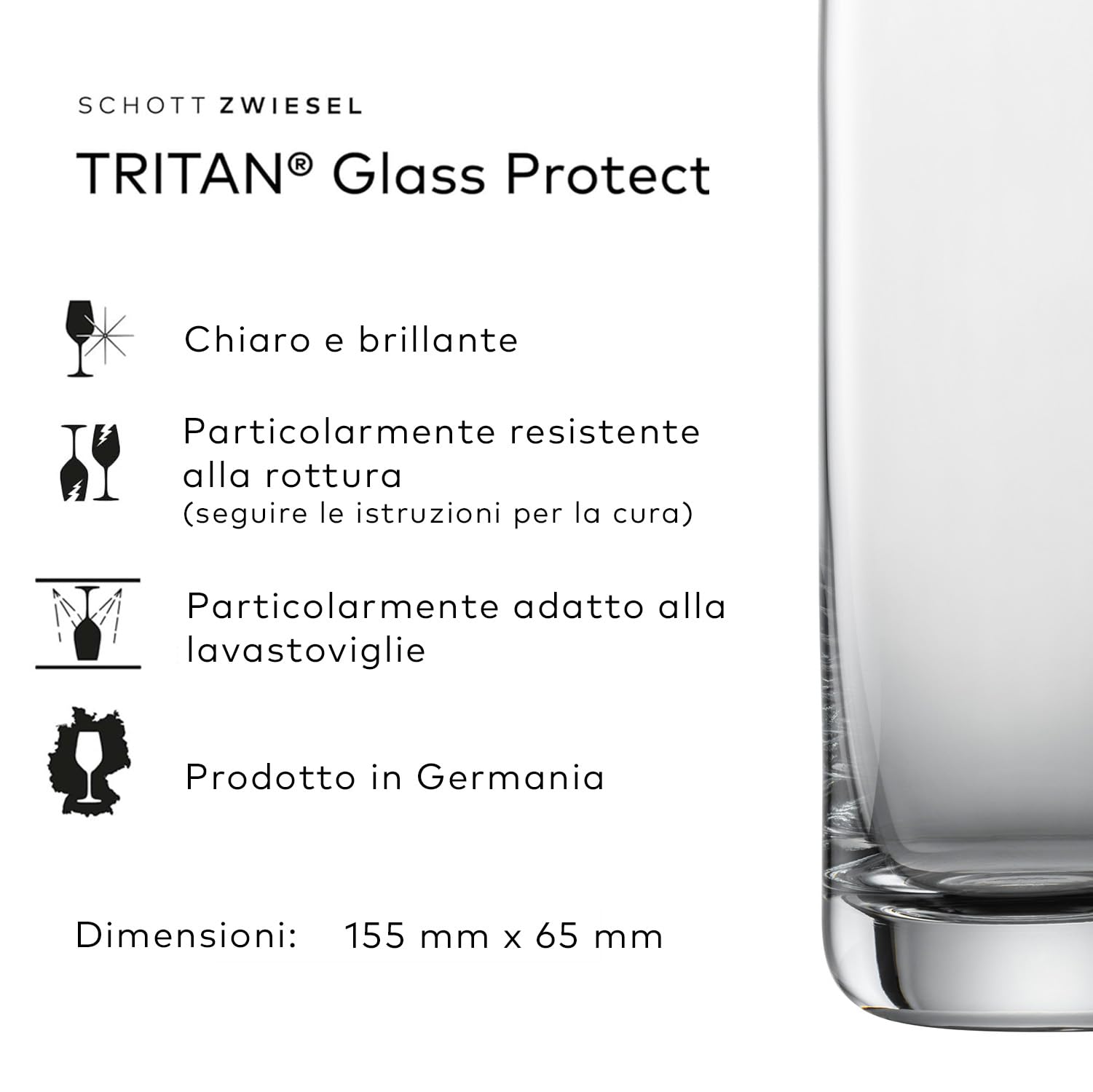 SCHOTT ZWIESEL Bicchieri per long drink Simple (set di 6), bicchieri diritti per bevande lunghe, bicchieri in cristallo Tritan lavabili in lavastoviglie, Made in Germany (art. 123665)