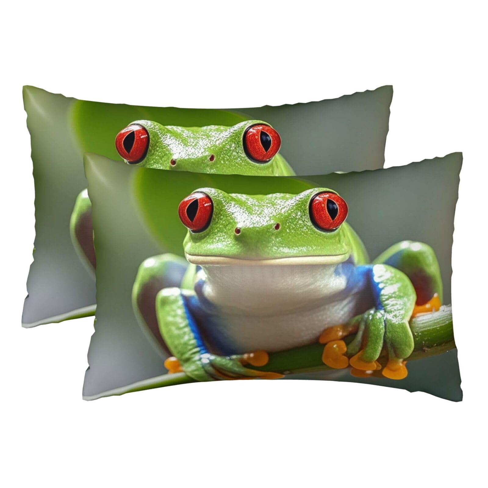 Silk Pillowcases Set of 2 Pillow Shams Breathable Soft Pillow Covers with Envelope Closure Red eyed Tree Frog Pillowcases Standard Size 20x30 Inches Washed Pillow Cases for Hair and Skin
