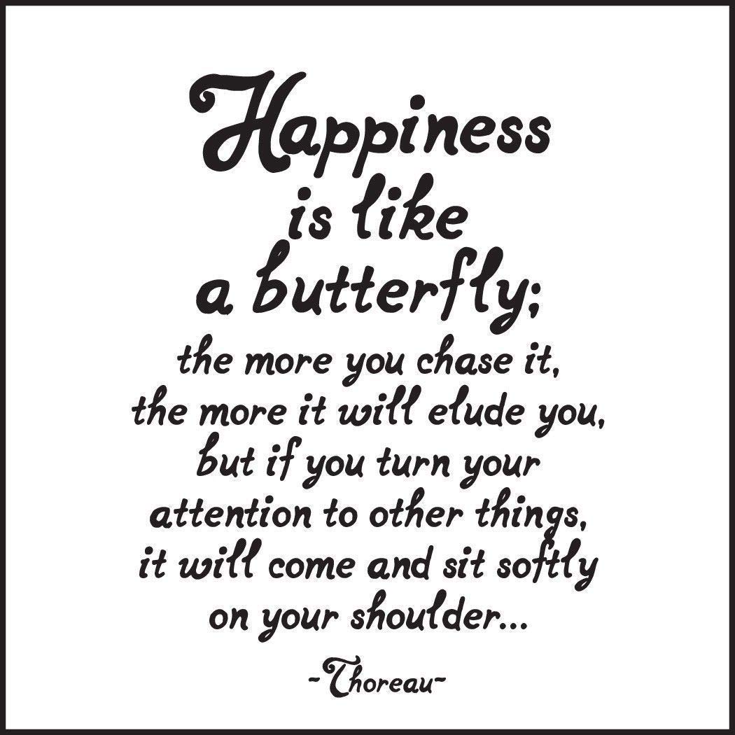 Quotable Cards Happiness Is Like A Butterfly - Thoreau Black And White Magnet