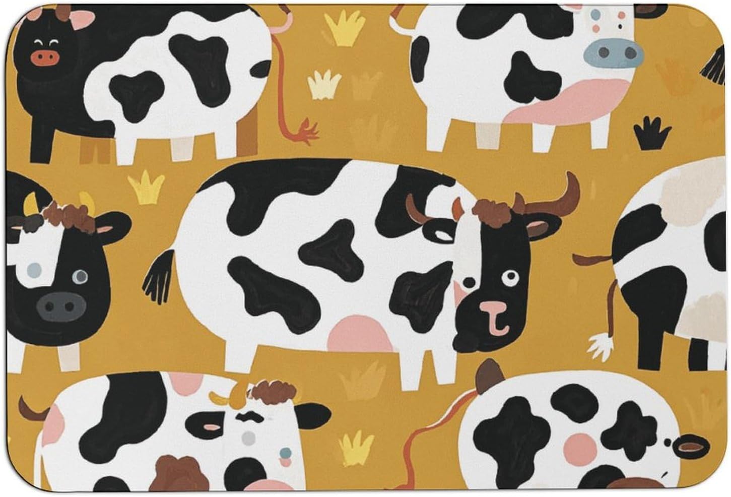 NQHJT Cow Pattern Bath Mat Non Slip Floor Mat Water Absorbent Quick Dry