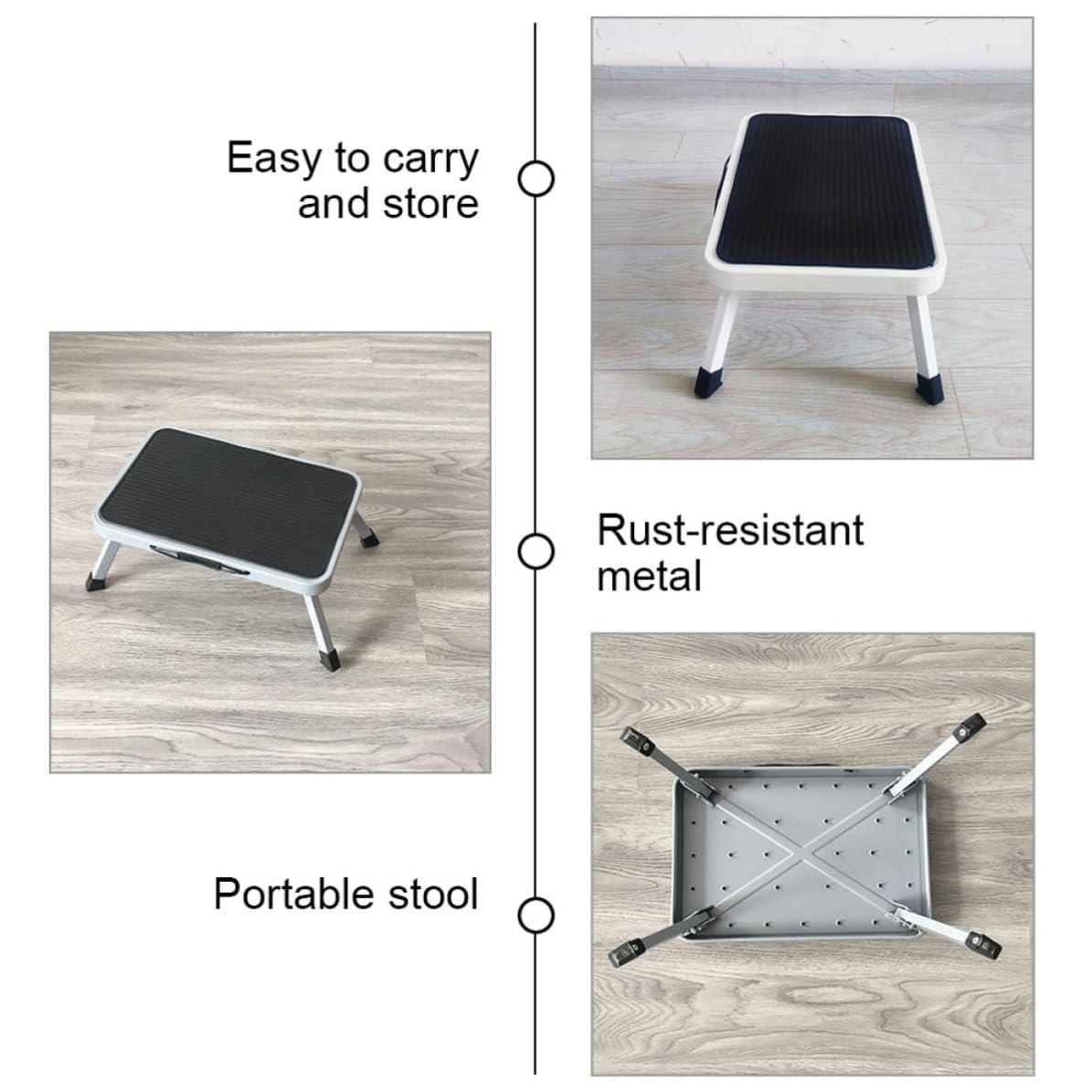 NUOBESTY Taburete de Escalón Portátil de Metal Superficie Antideslizante y Estructura Plegable, Resistente y Compacto para Uso Doméstico en Interiores