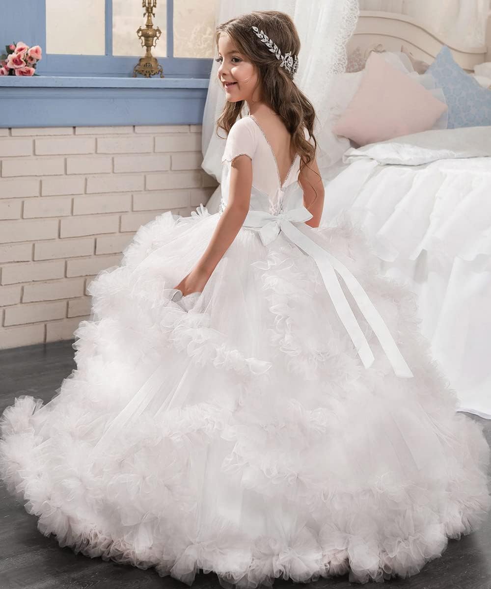 Stunning V-Back Luxury Pageant Tulle Ball Gowns for Girls 2-12 Year Old - Image 2