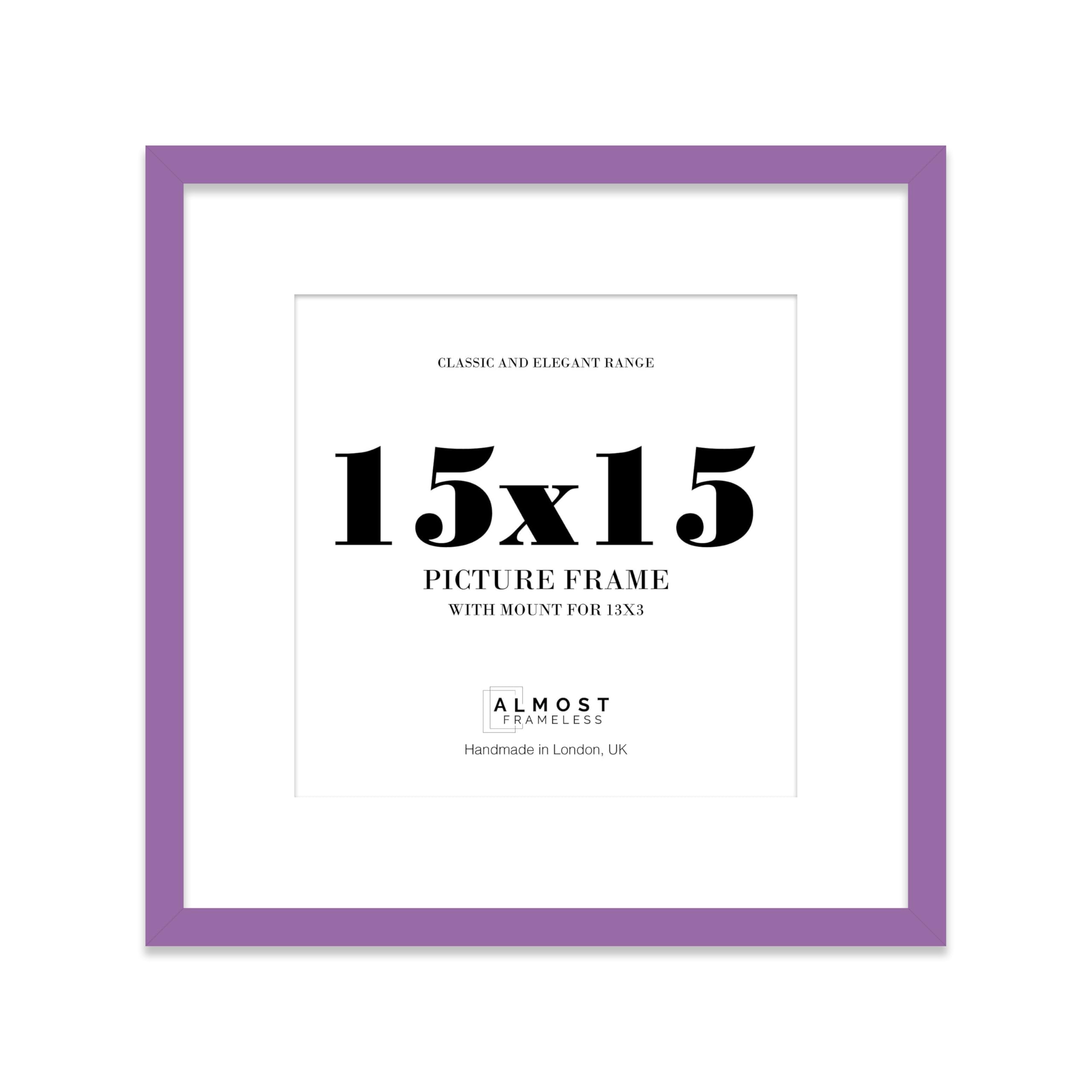 15x15 Purple Picture Frame with Mount for 13x13 Photos, Prints - Modern Square Wall Frame, 1 Pack