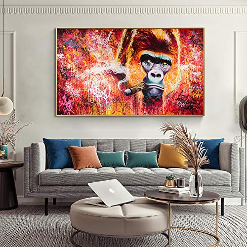 Peintures sur le mur orang-outan graffiti animaux modernes 65x110cm
