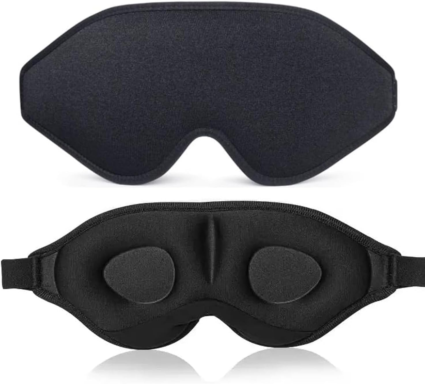 Sleep Mask, 3D Deep Contoured Eye Covers for Sleeping, Memory Foam Block Out Light Eye Mask, Zero Eye Pressure Cup Blindfold for Men Women, with Adjustable Strap for Yoga, Traveling (Black)