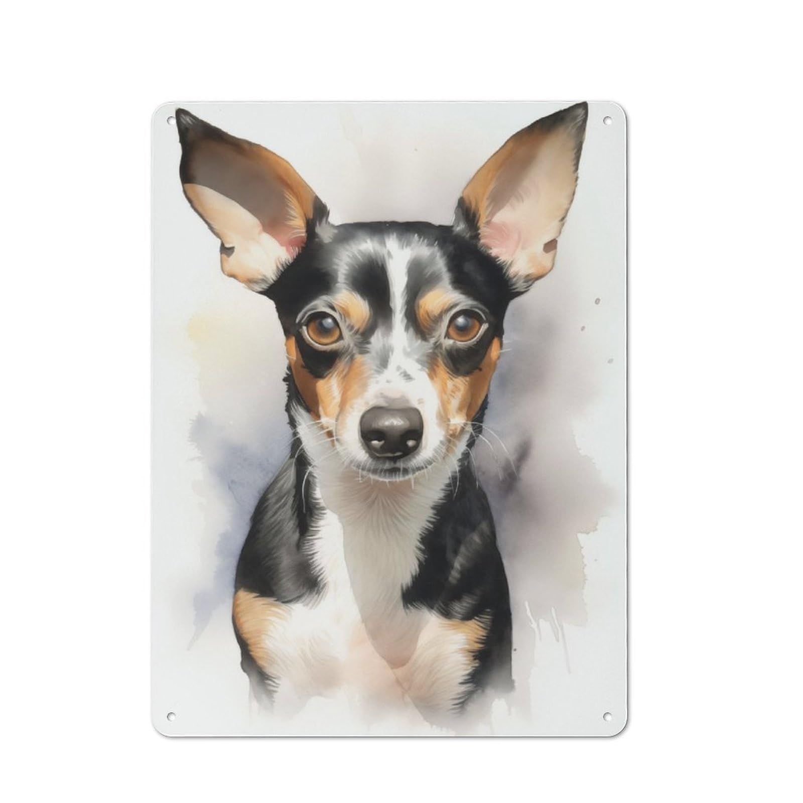 Junmoney Watercolor Rat Terrier Rustic Metal Wall Sign 40X30cm For Home Office Or Studio, For Garage, Workshop And Man Cave Decoration