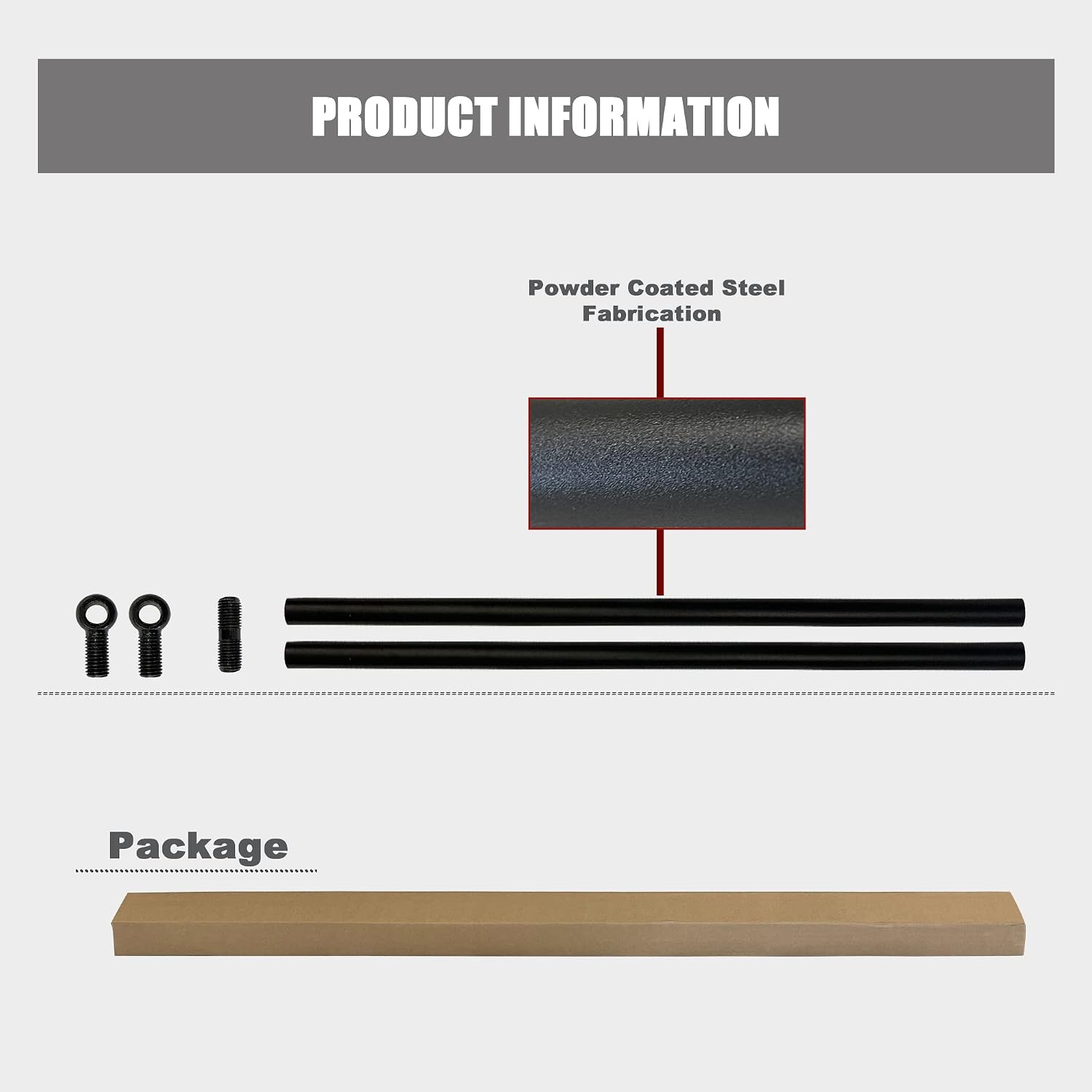 Alion Home Heavy Duty Weighted Metal Pergola Rods with Eye Loops for Pergola Covers, Patio Canopy Covers, Sun Shade Panels, Curtains, Drapes - Various Lengths(Patent No.: US D1,053,597 S.) (2 FT)