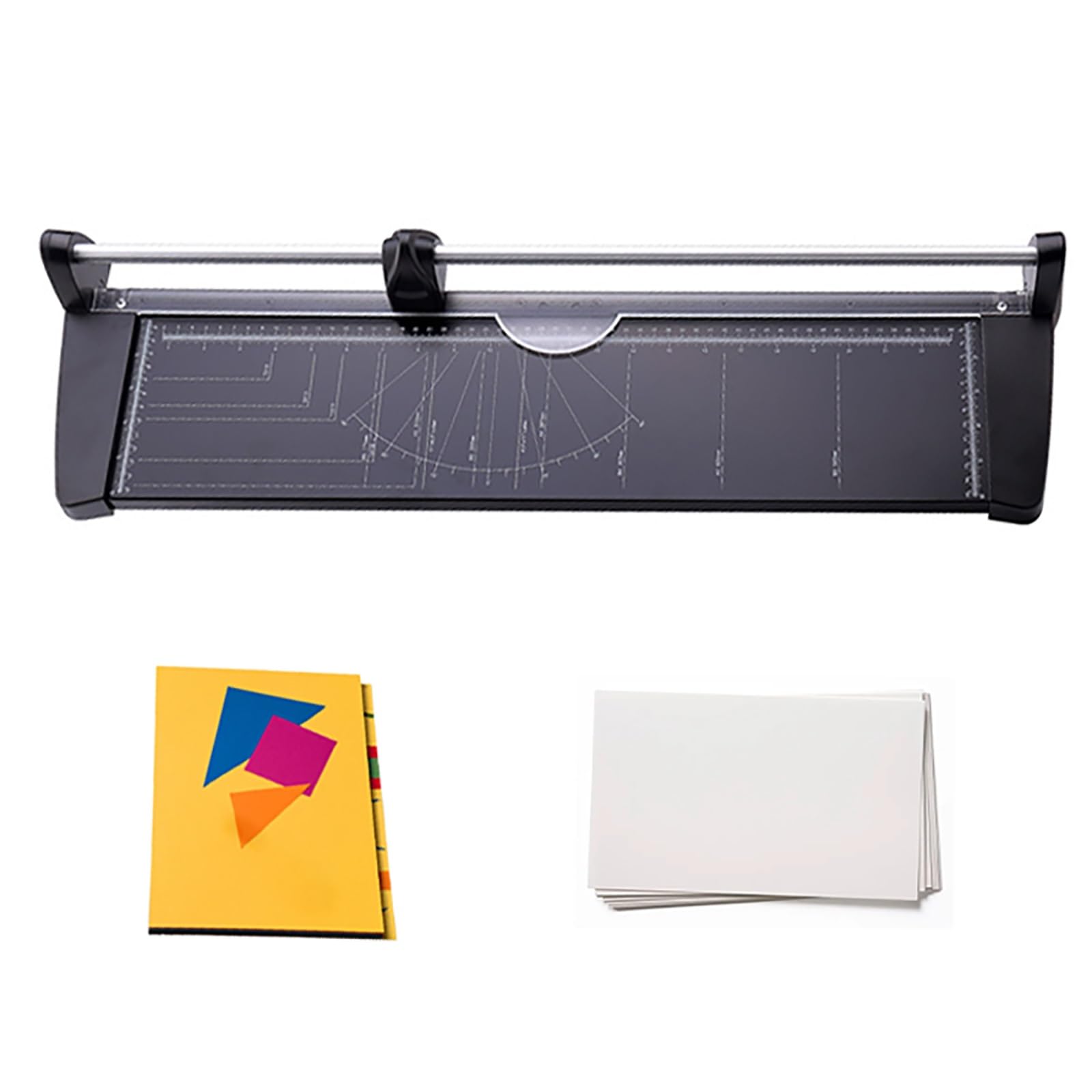 Taglierina manuale per carta A2, taglierina rotativa con righello trasparente, taglierina da ufficio con base in metallo, ghigliottina portatile per taglio dritto 10 fogli, strumento per artigianato