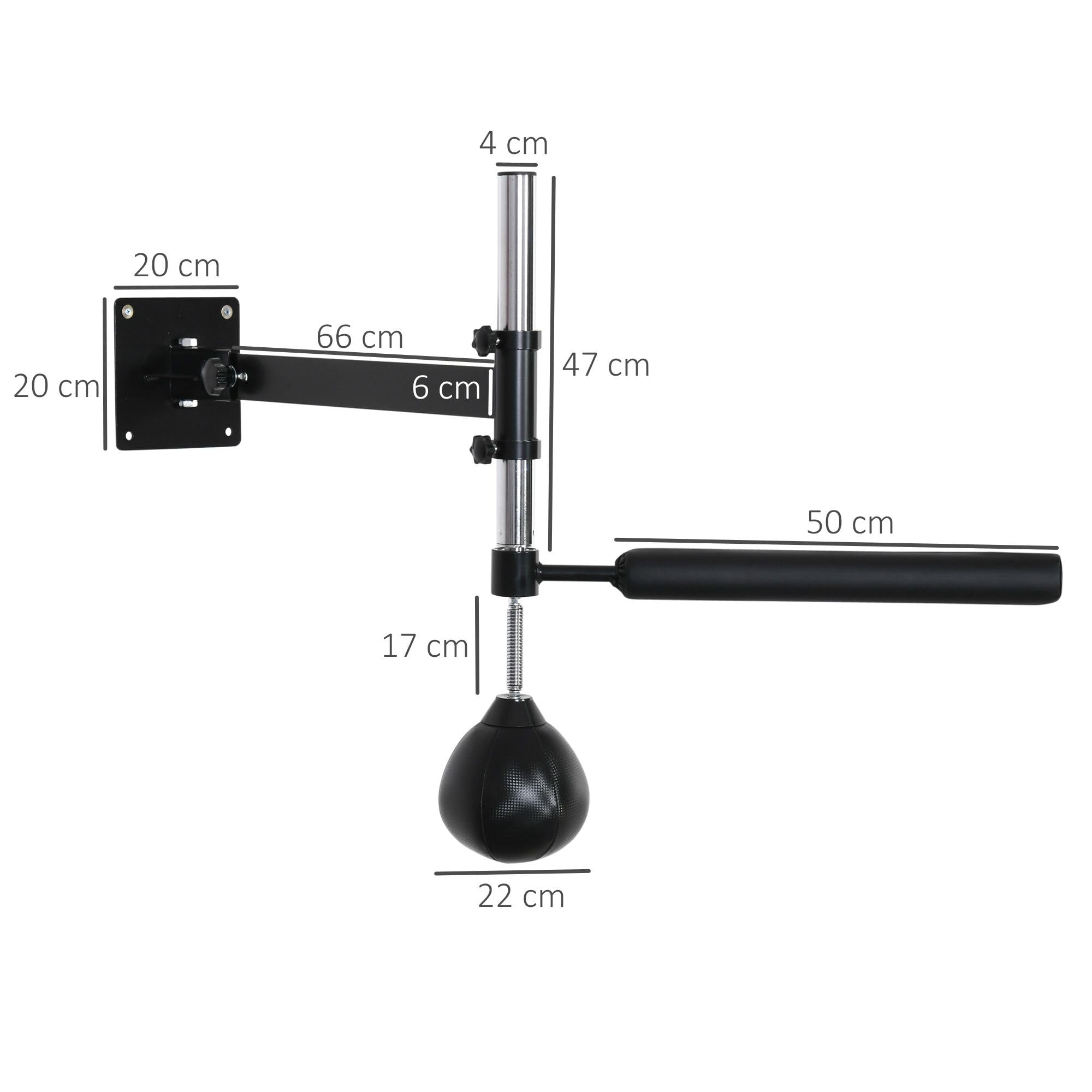 HOMCOM Boxgestell klappbar höhenverstellbar Boxtraining Wardhalterung mit drehbarer Reflexstange Speedball, stehende Boxssack für Erwachsene und Jugendliche