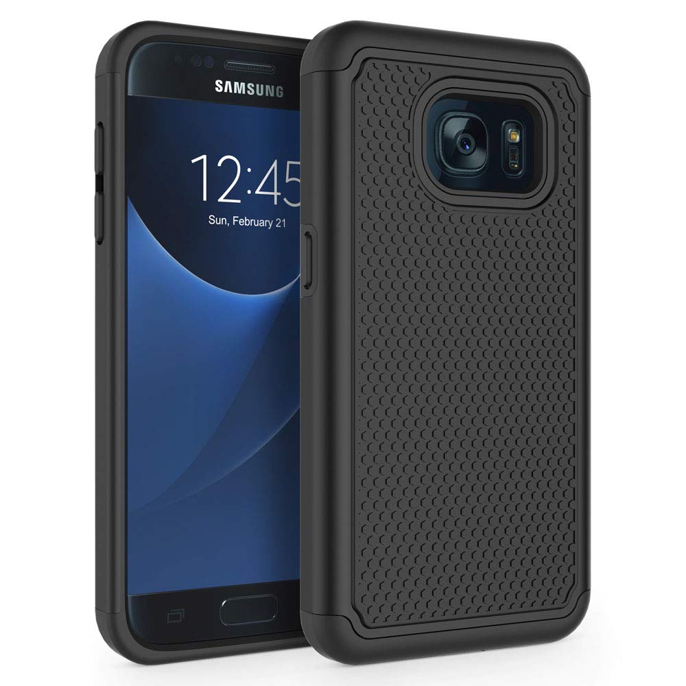 SYONERGalaxy S7 Case, [Shockproof] Defender Protective Phone Case Cover for Samsung Galaxy S7 (5.1", 2016) [Black]