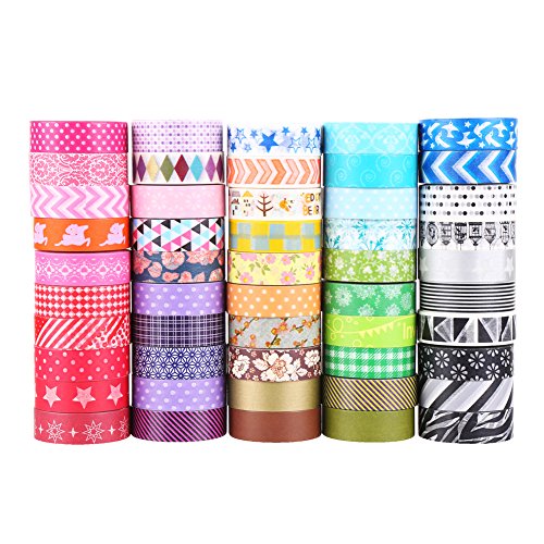 LOKIPA Washi Masking Tape 24 Rolls Random Delivery 0.6 inch Wide Arts and Crafts DIY Decorative Washi Tape for Gift Wrapping Scrapbooking (24)