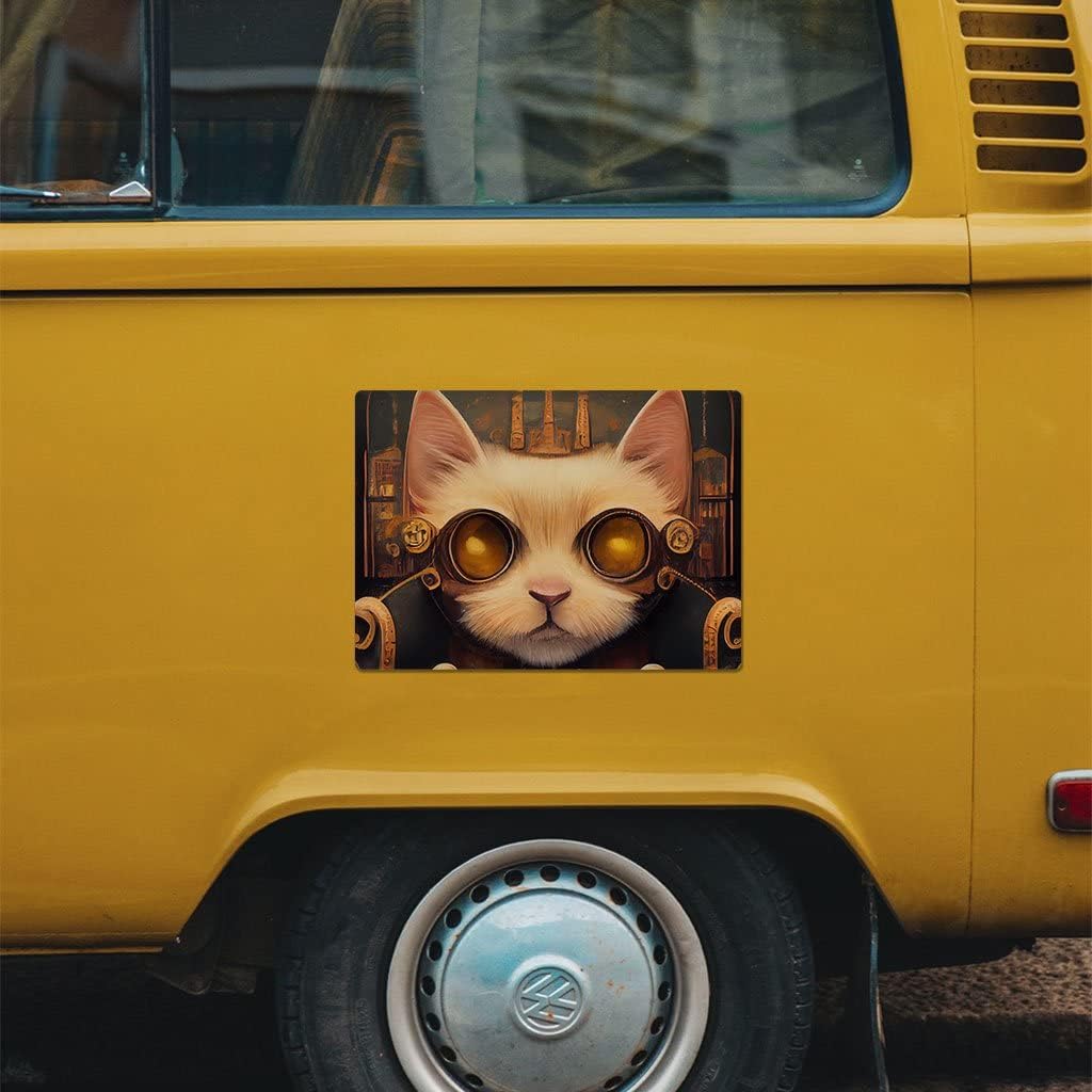 Steampunk Car Magnet 2 PCS - Cool Car Magnet - Cat Sticker