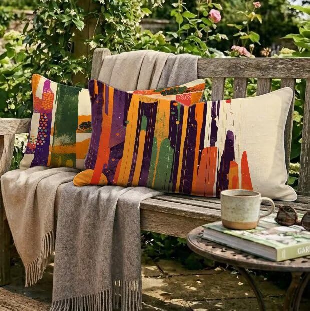 Housse coussin extérieur pour canapé de terrasse en lin déperlant 70x90cm