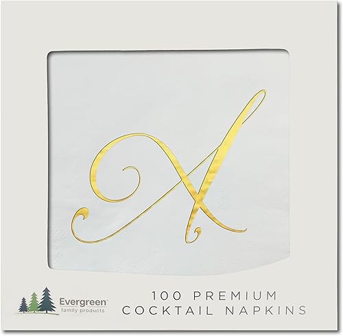 Miniatura 5 de Servilletas de fiesta de cóctel, con monograma de lámina dorada, letra M para bodas, cumpleaños, jubilaciones o baby shower, paquete de 100 unidades